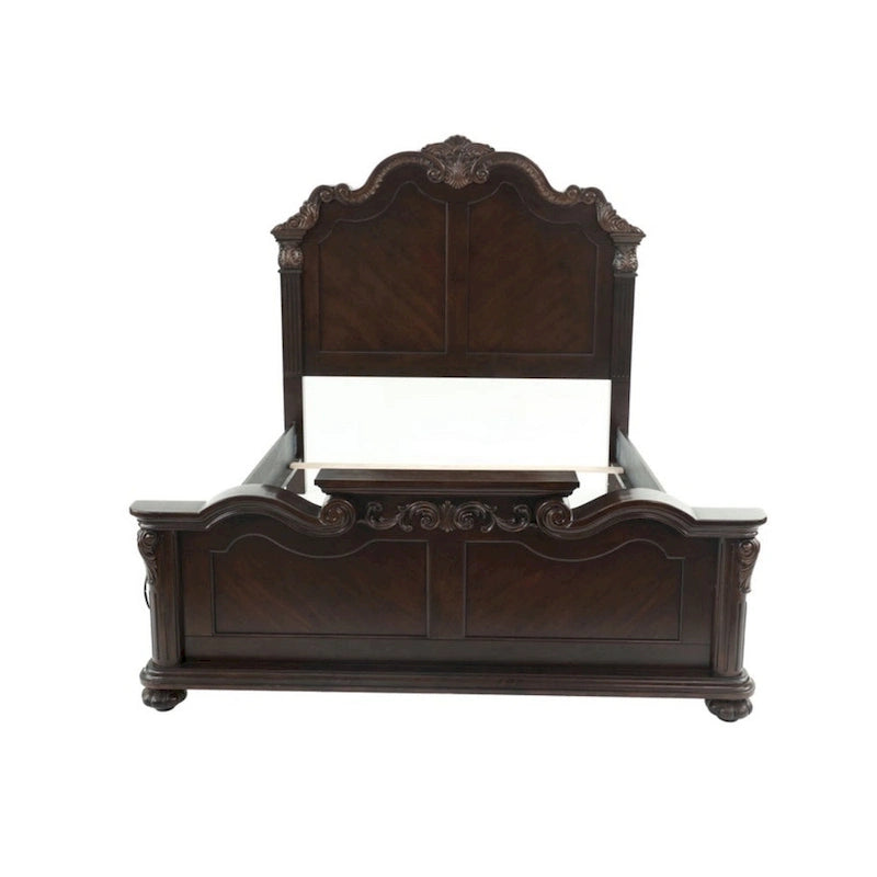 Lit en bois Queen sculpté de façon splendide