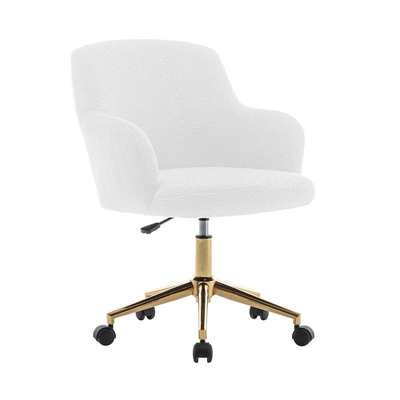 Chaise de bureau pivotante, tissu peluche