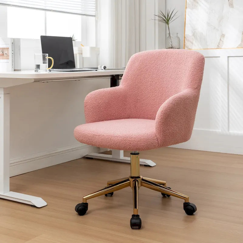 Chaise de bureau pivotante, tissu peluche