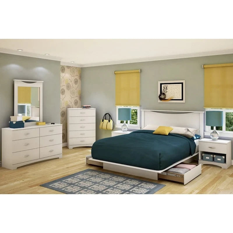 Cadre de lit plateforme moderne blanc grand format
