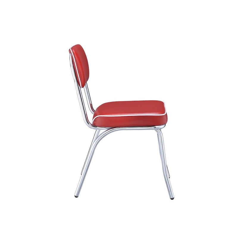 Chaise de salle à manger rétro en métal avec revêtement en cuir rembourré