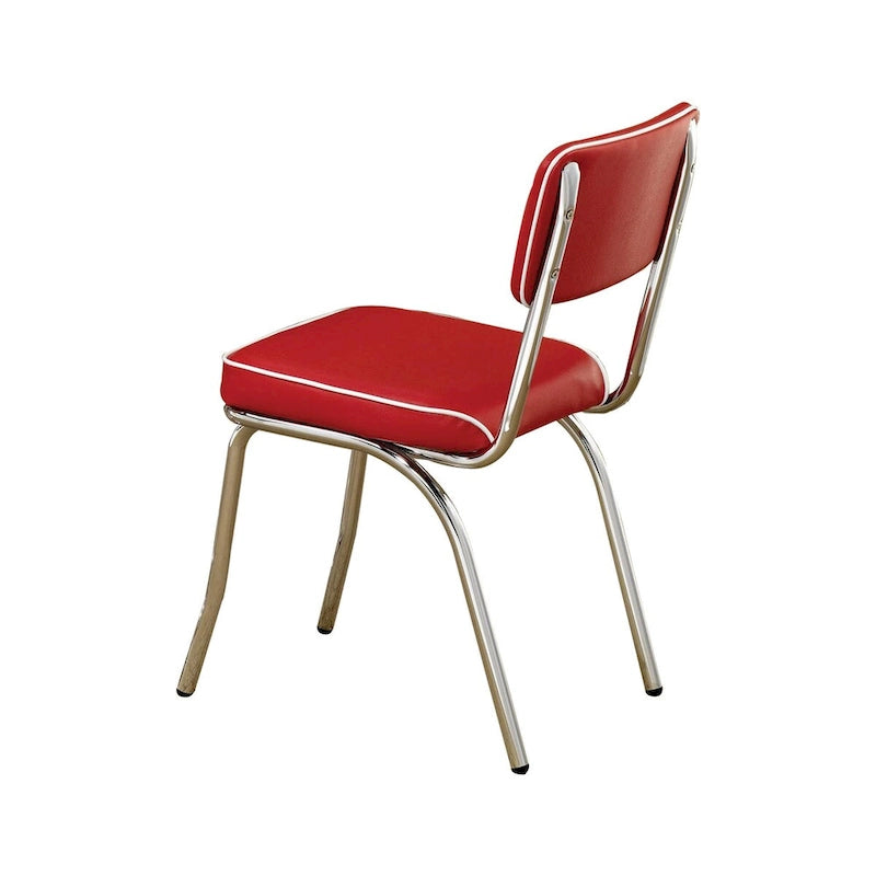 Chaise de salle à manger rétro en métal avec revêtement en cuir rembourré