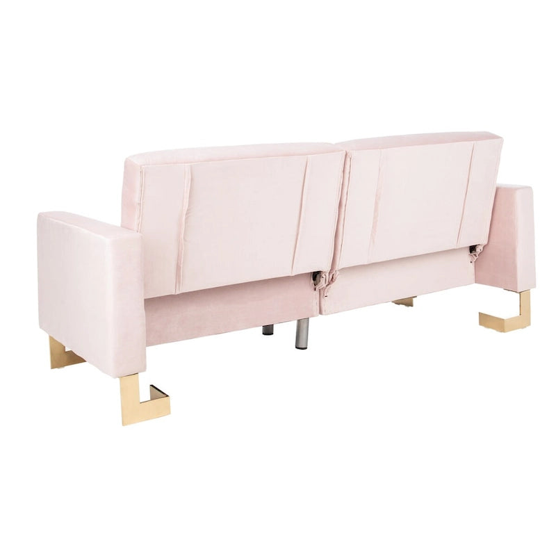 Canapé-lit moderne pliant beige 2-en-1 deux places