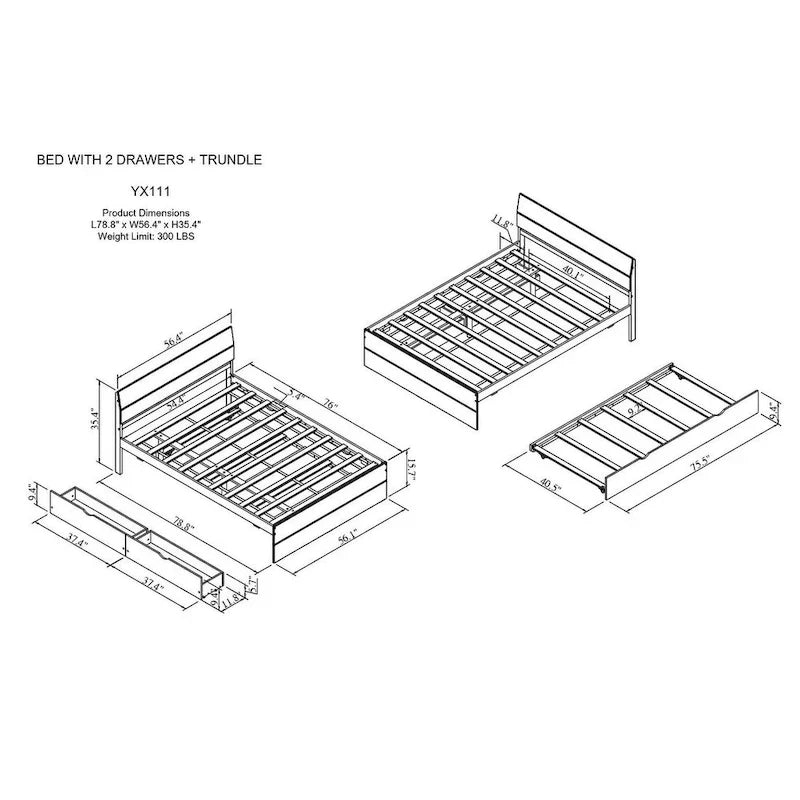 Cadre de lit double style moderne