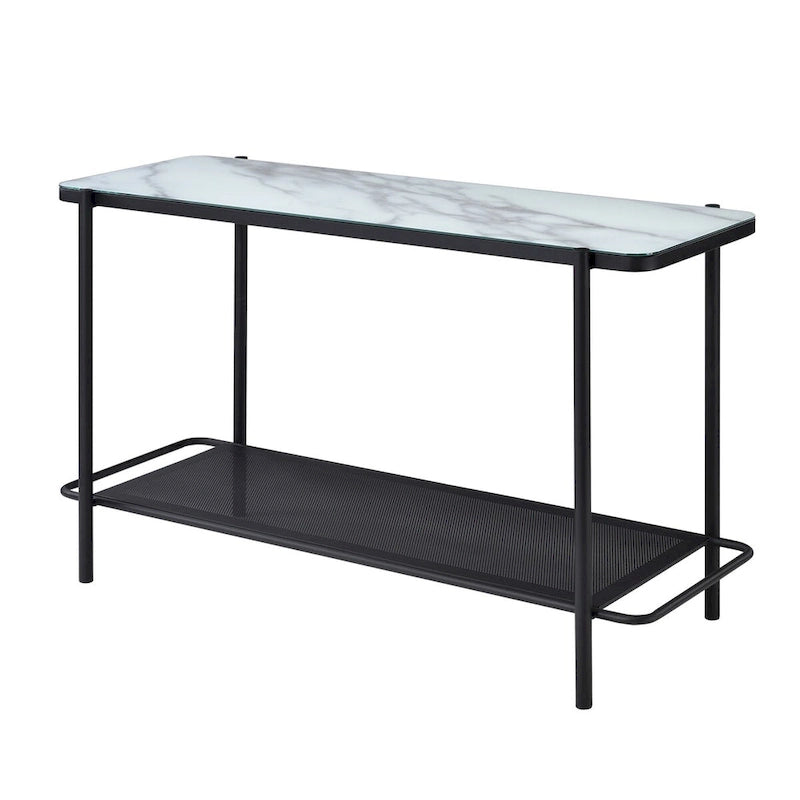 Table basse de style moderne avec plateau en verre blanc