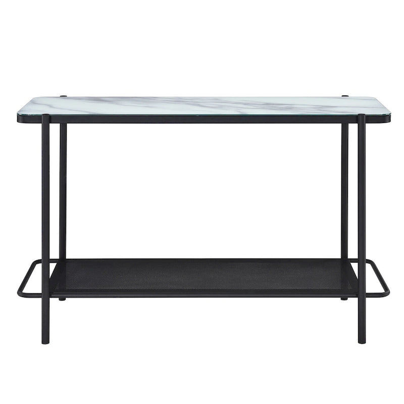 Table basse de style moderne avec plateau en verre blanc