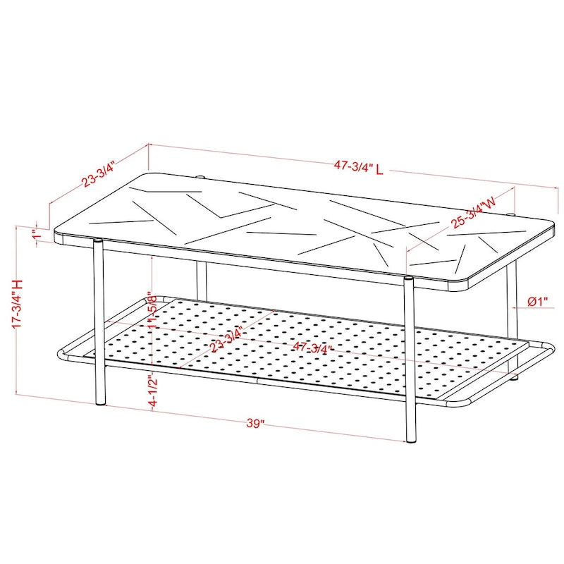 Table basse de style moderne avec plateau en verre blanc