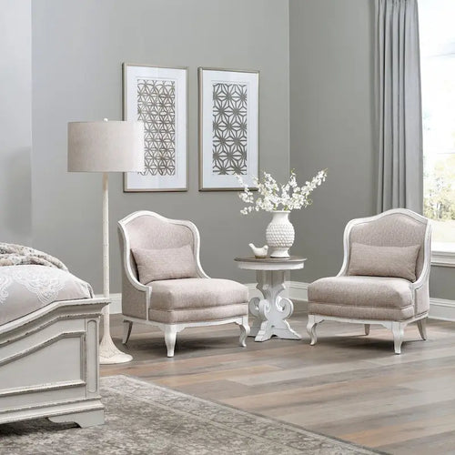 Fauteuil d'appoint rembourré blanc antique