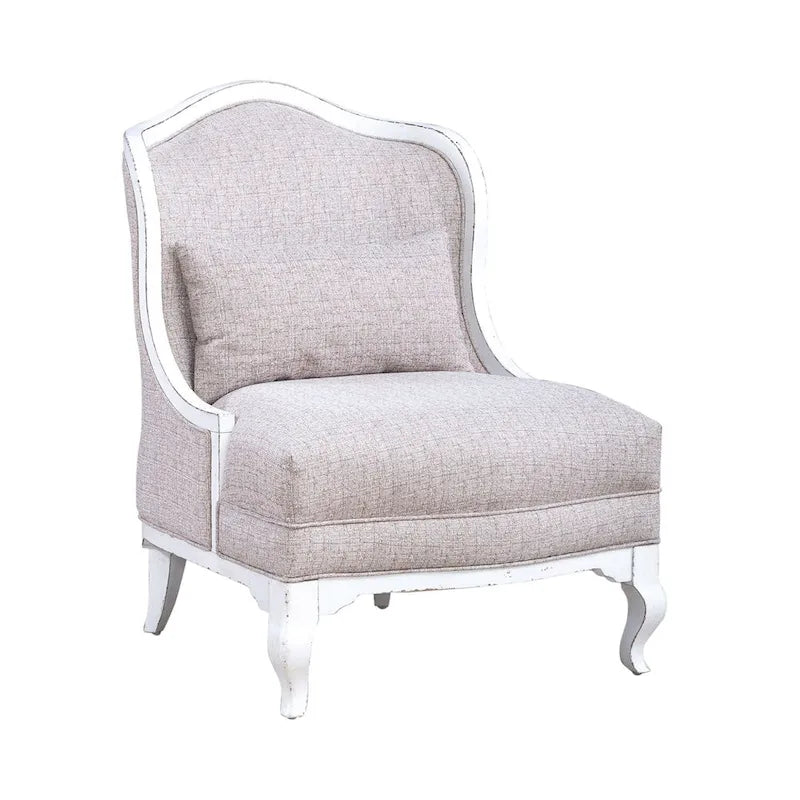 Fauteuil d'appoint rembourré blanc antique