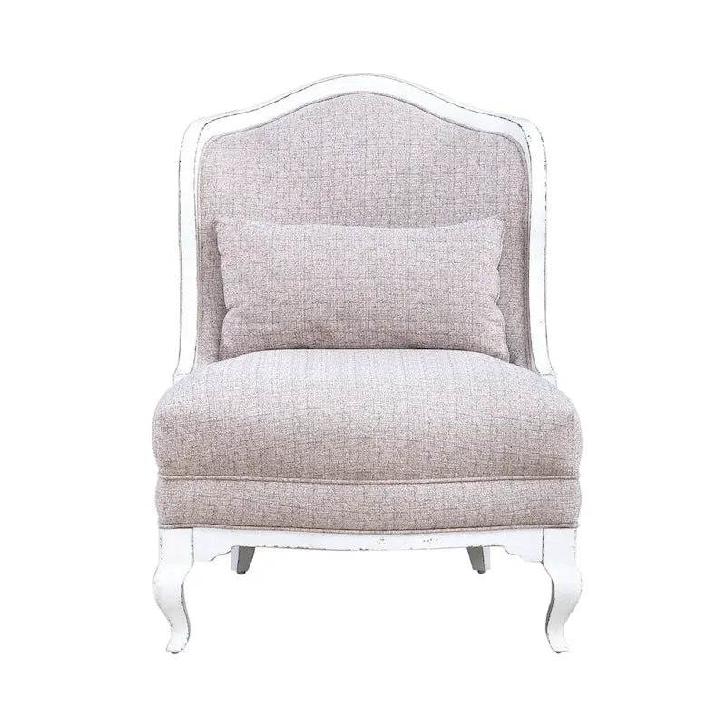 Fauteuil d'appoint rembourré blanc antique