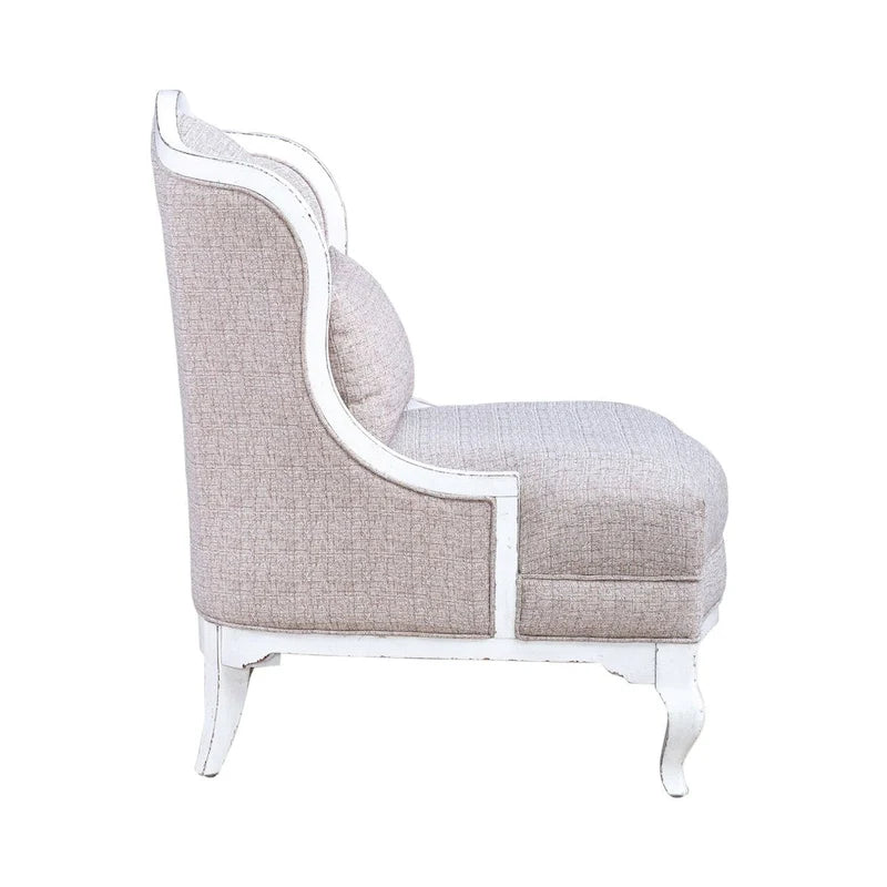 Fauteuil d'appoint rembourré blanc antique
