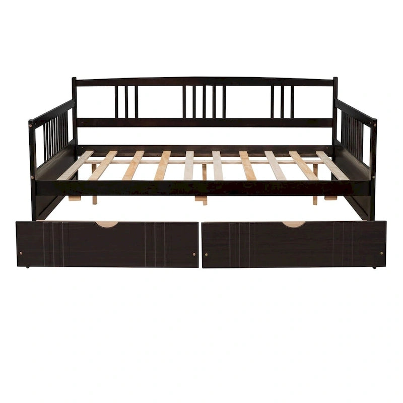 Lit de repos double en bois, Canapé-lit