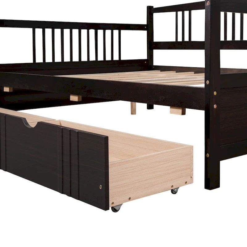 Lit de repos double en bois, Canapé-lit