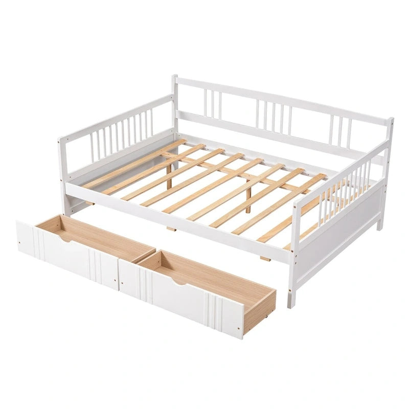 Lit de repos double en bois, Canapé-lit