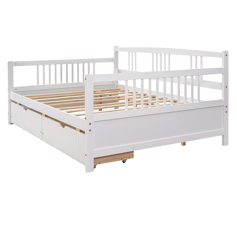 Lit de repos double en bois, Canapé-lit