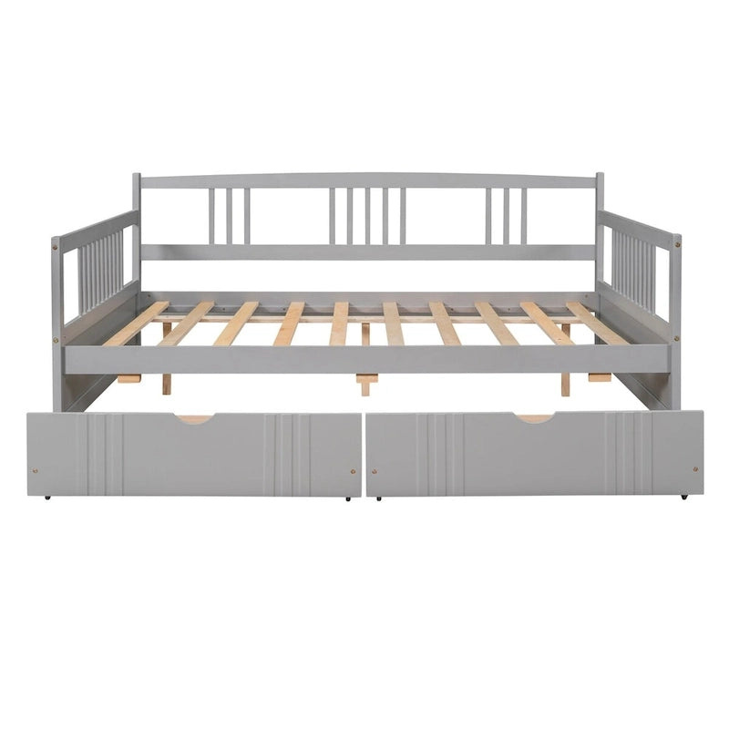 Lit de repos double en bois, Canapé-lit