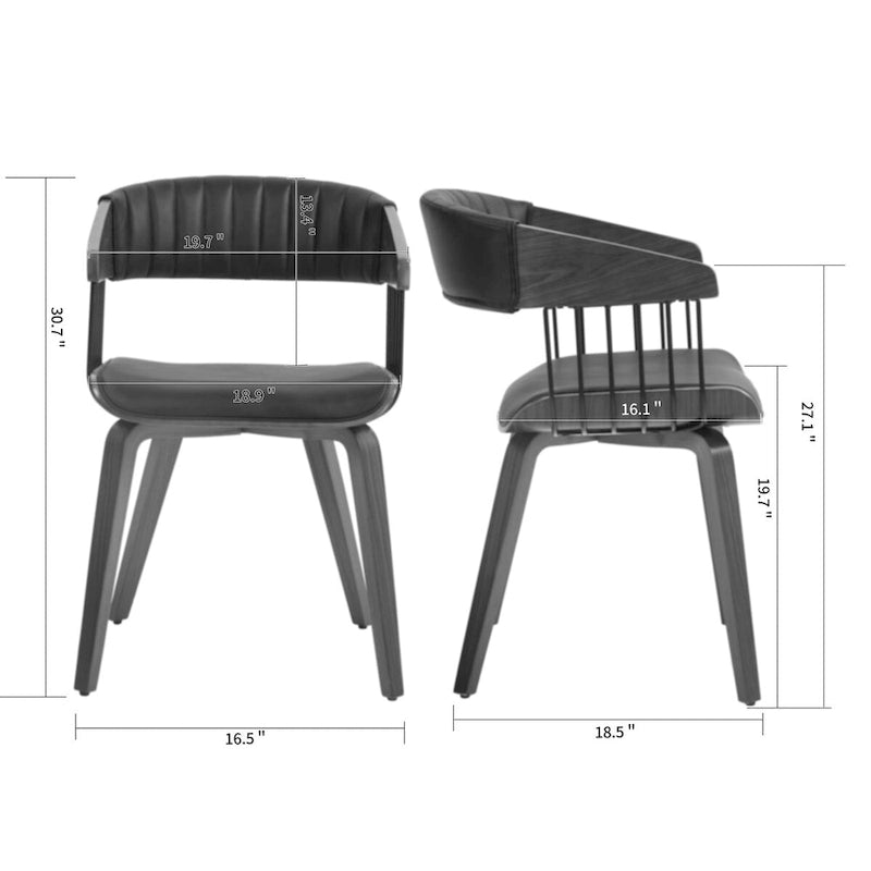 Chaise de salle à manger en similicuir noir