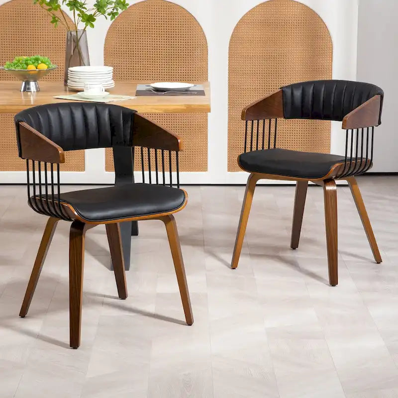 Chaise de salle à manger en similicuir noir