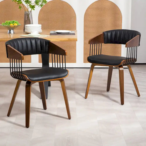 Chaise de salle à manger en similicuir noir