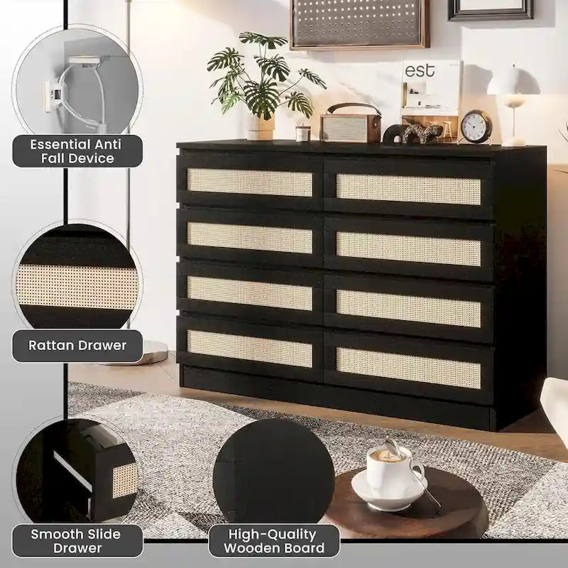 Commode double 8 tiroirs, commode en bois