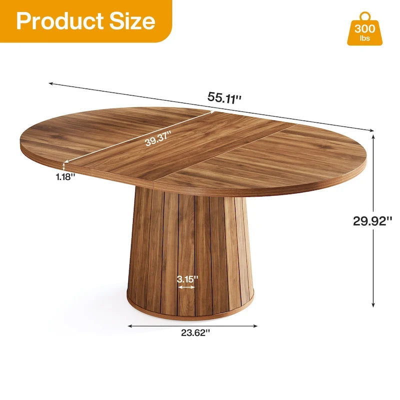 Table de conférence ovale en bois marron