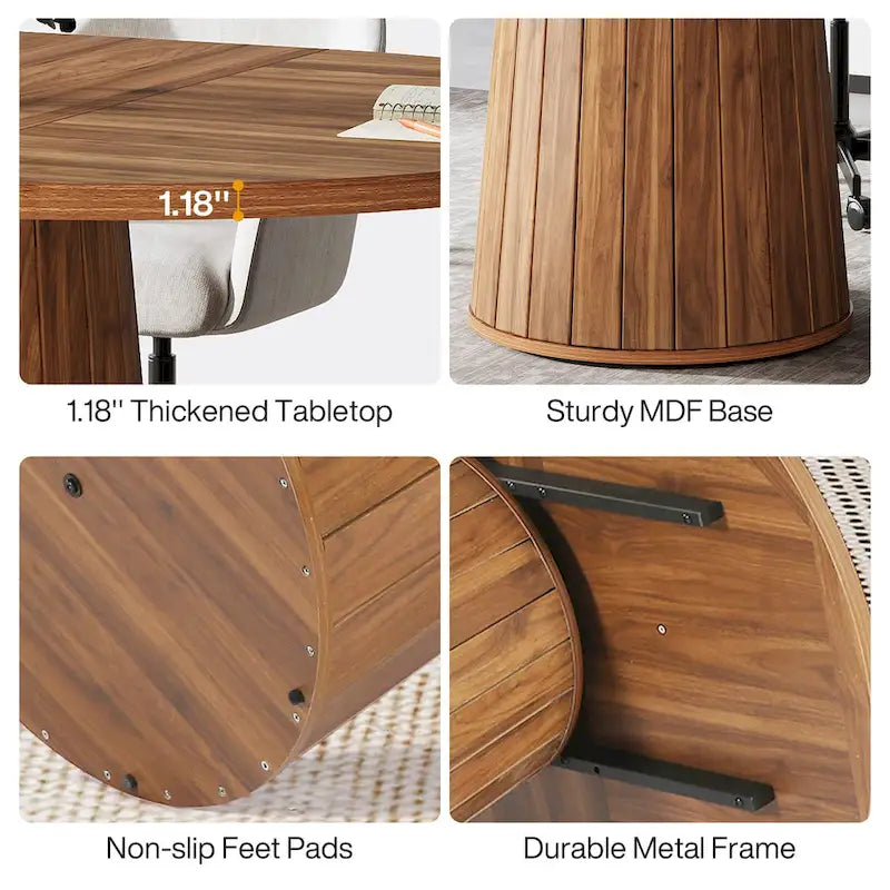 Table de conférence ovale en bois marron