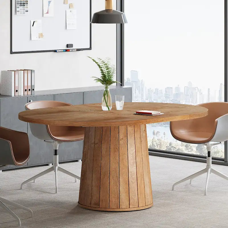 Table de conférence ovale en bois marron