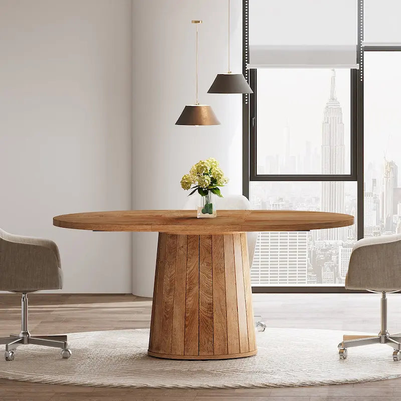 Table de conférence ovale en bois marron