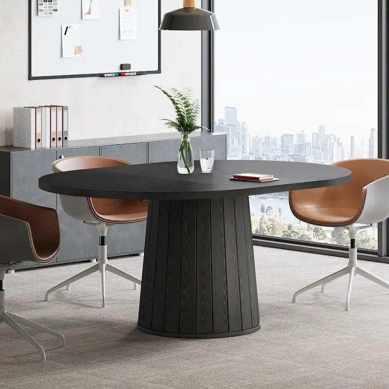 Table de conférence ovale en bois marron