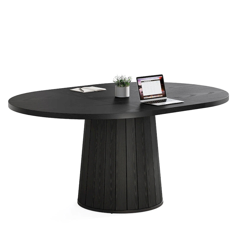 Table de conférence ovale en bois marron