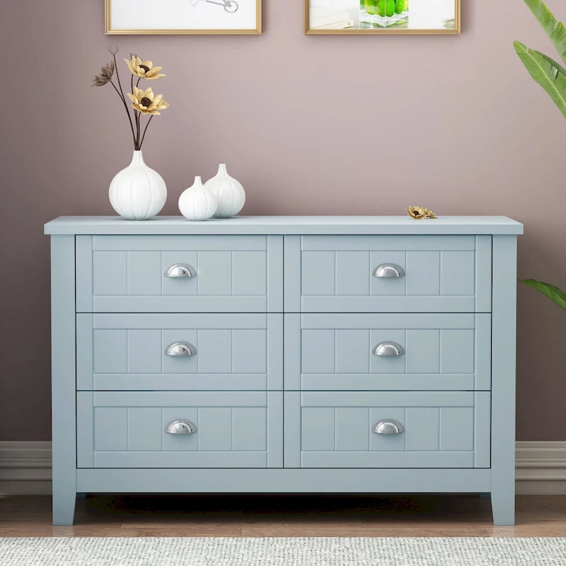 Commode à six tiroirs à deux niveaux de style antique